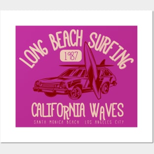 Long Beach Surf vintage surfboard california Posters and Art